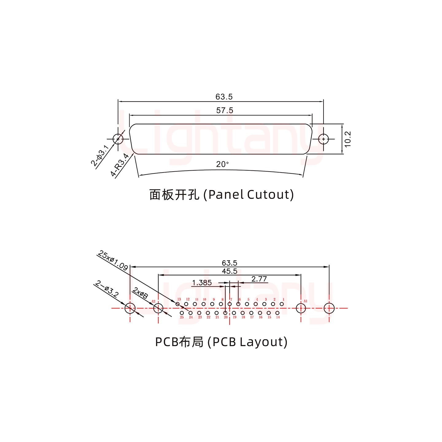 27W2母PCB直插板/鉚魚(yú)叉7.0/大電流20A