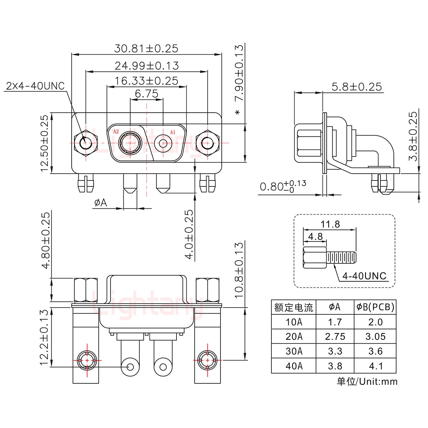 2V2母PCB彎插板/鉚支架10.8/大電流30A