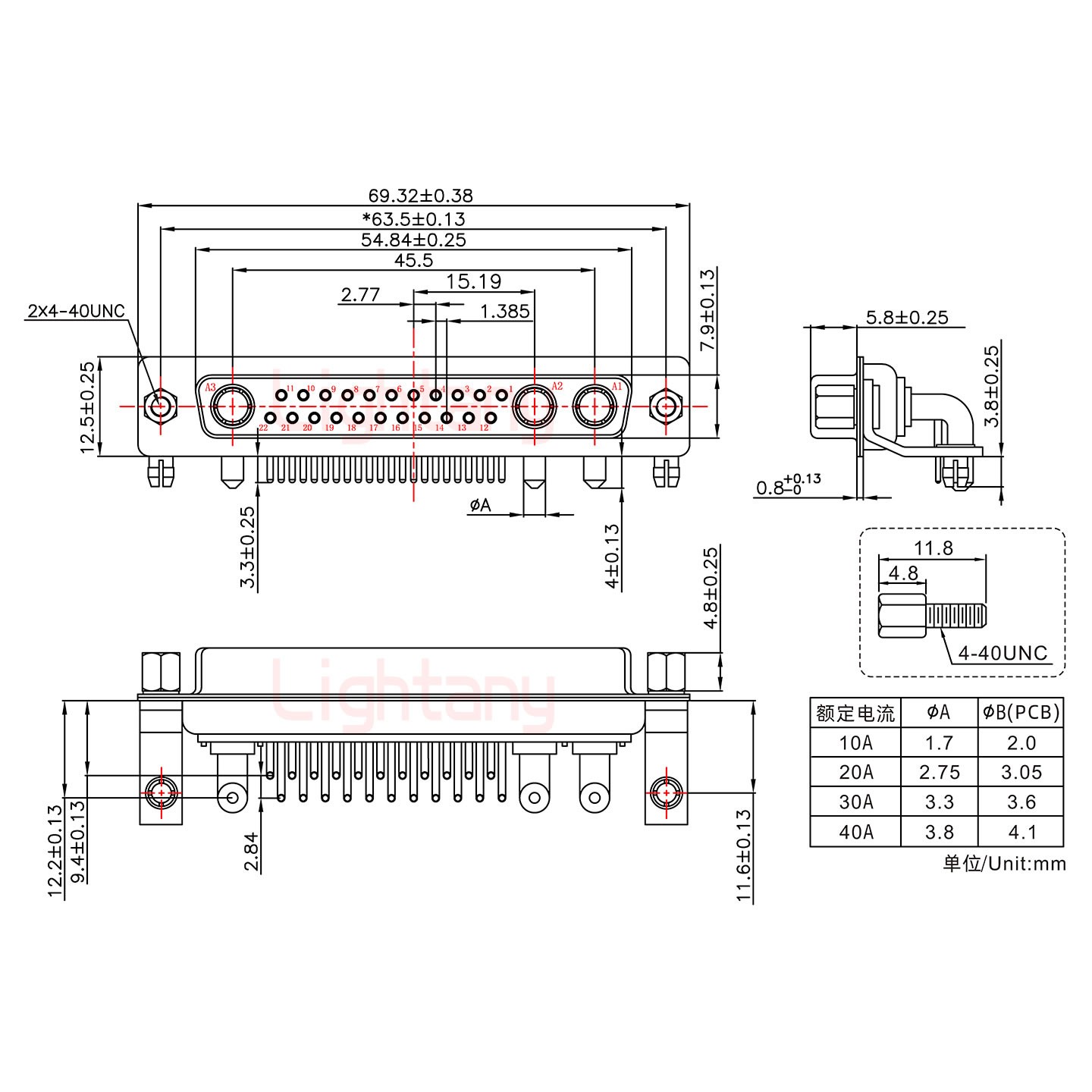 25W3母PCB彎插板/鉚支架11.6/大電流20A