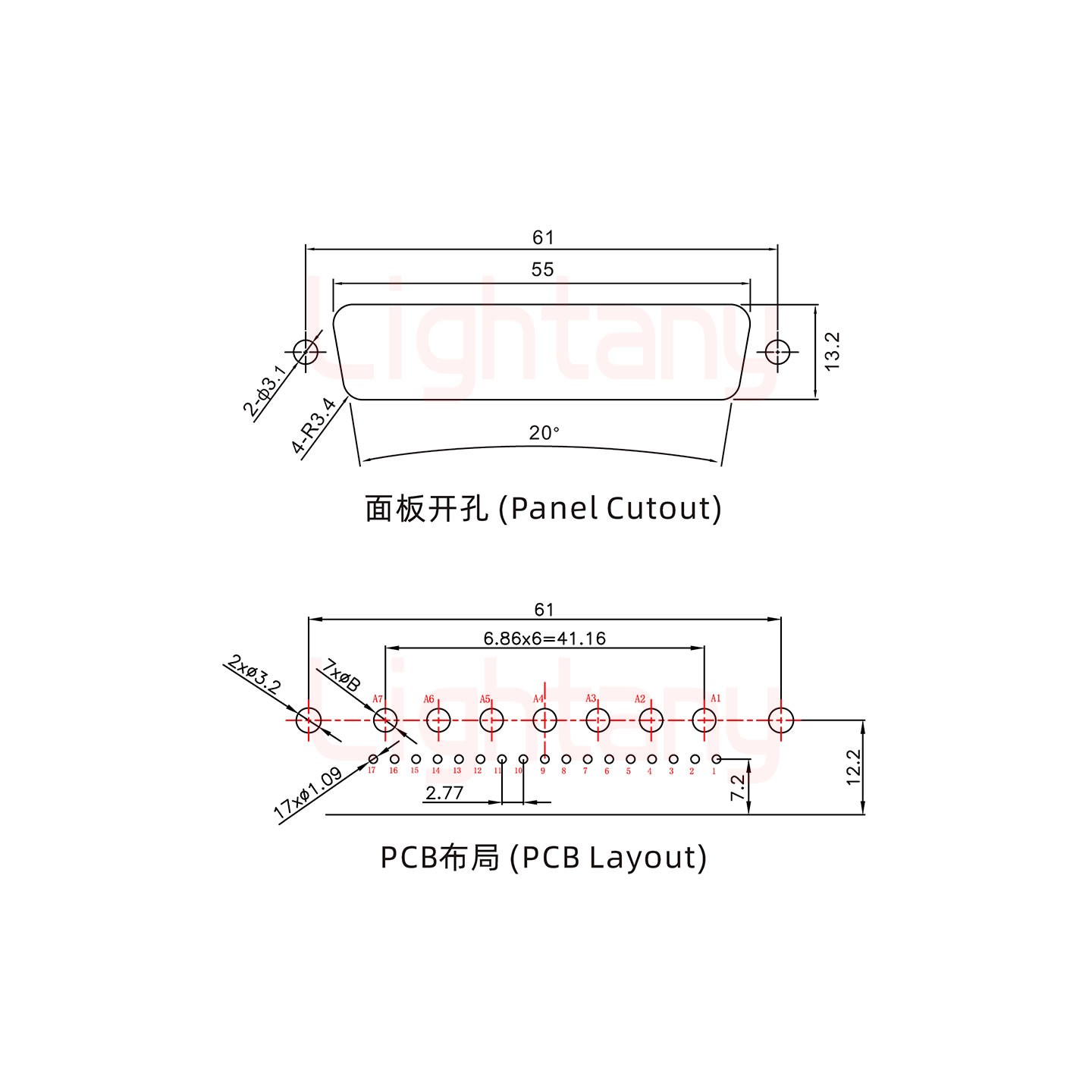 24W7母PCB彎插板/鉚支架12.2/大電流40A