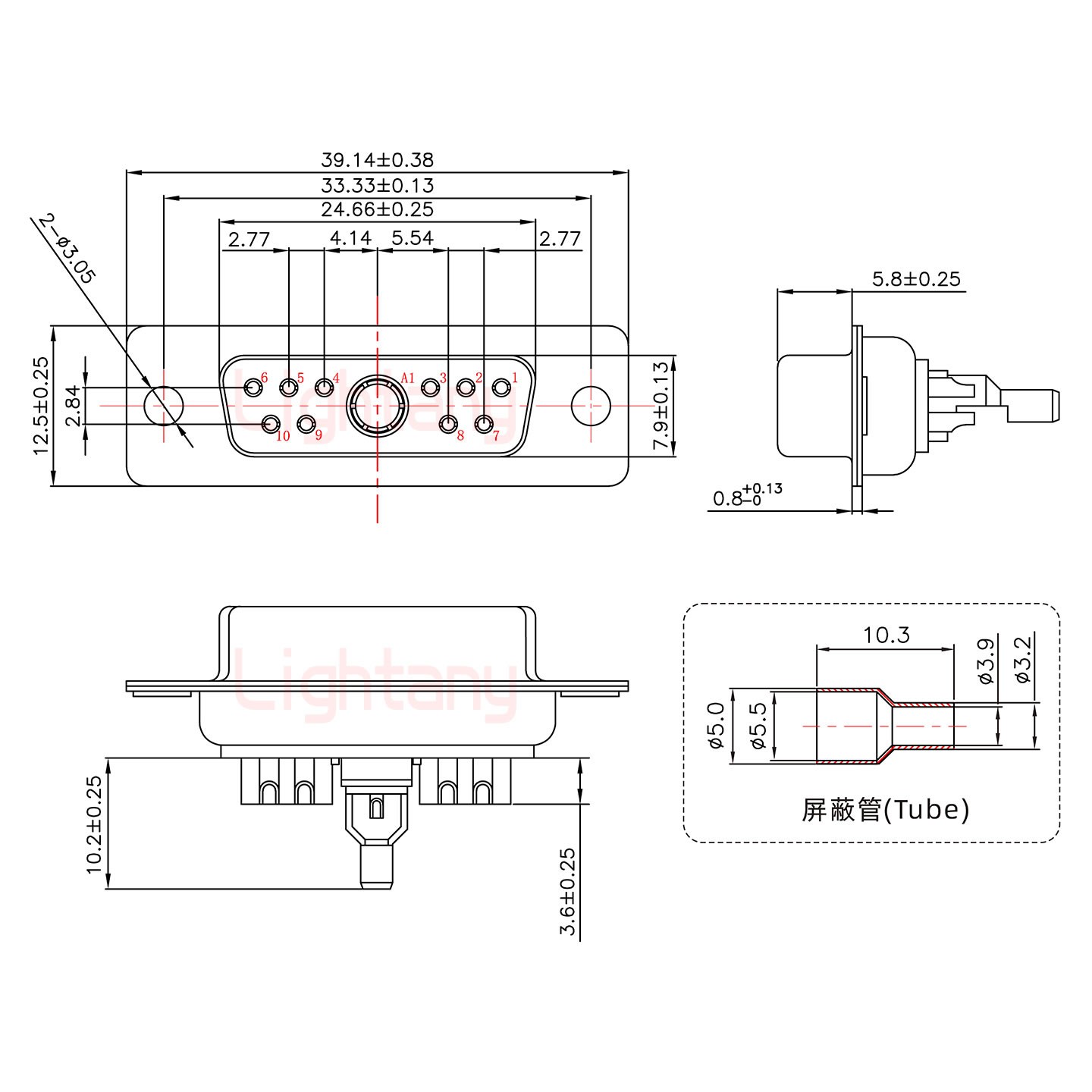 11W1母焊線式50歐姆+15P金屬外殼1443彎出線4~12mm