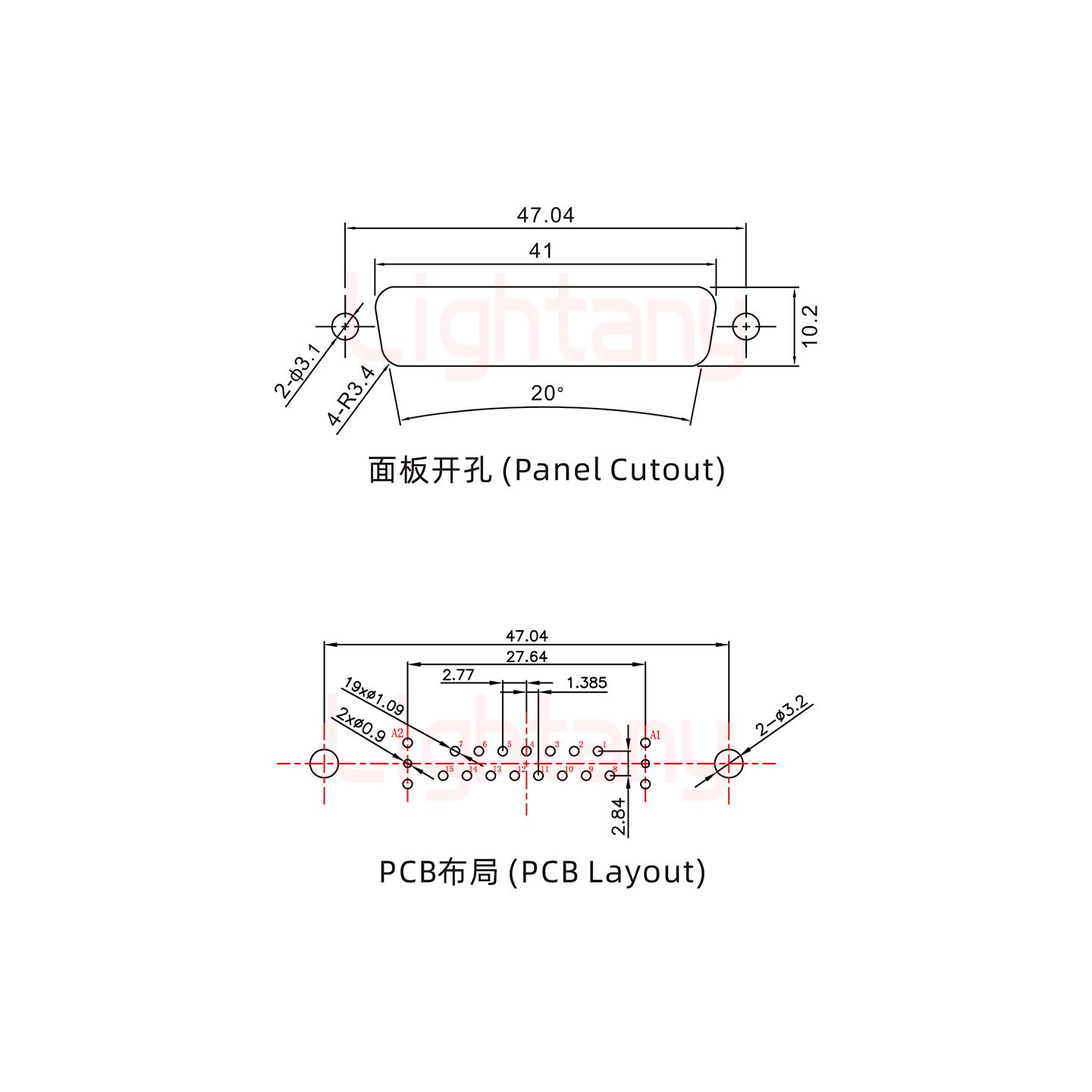 17W2母PCB直插板/鉚魚(yú)叉7.0/射頻同軸75歐姆