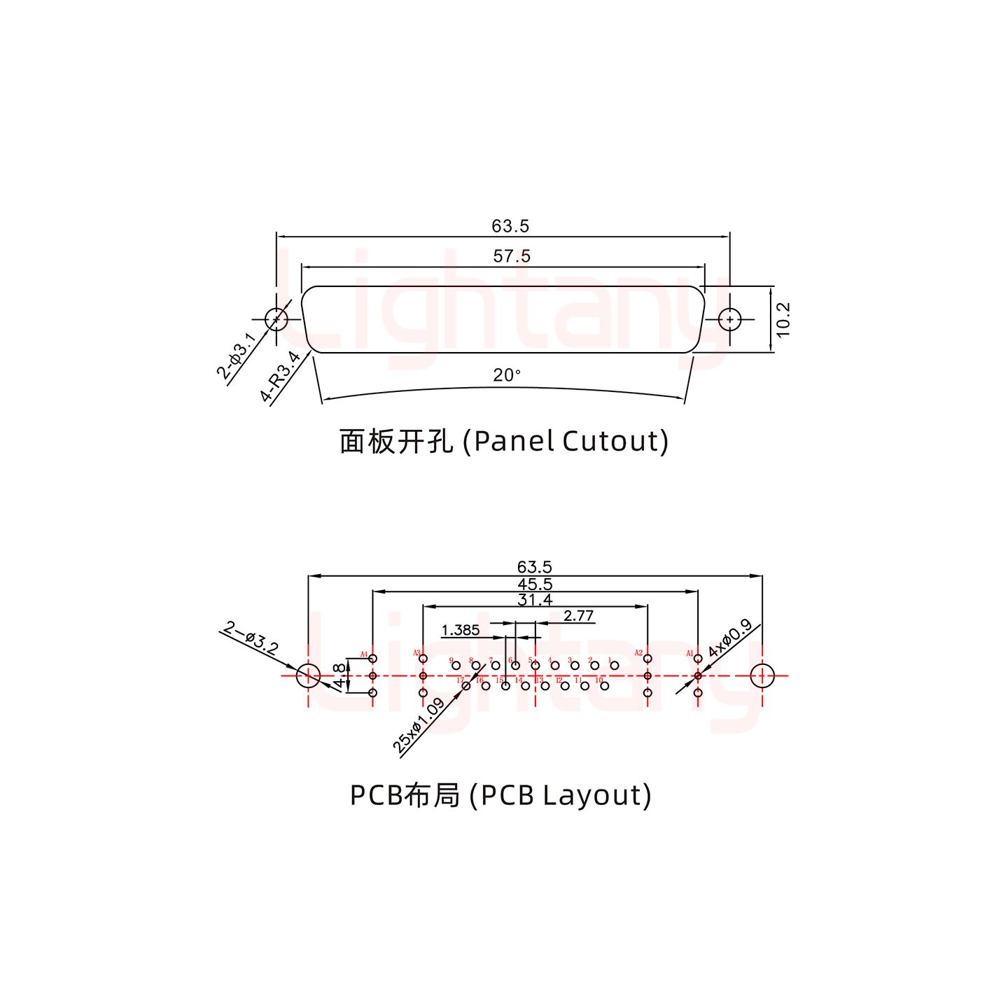 21W4母PCB直插板/鉚魚(yú)叉7.0/射頻同軸75歐姆