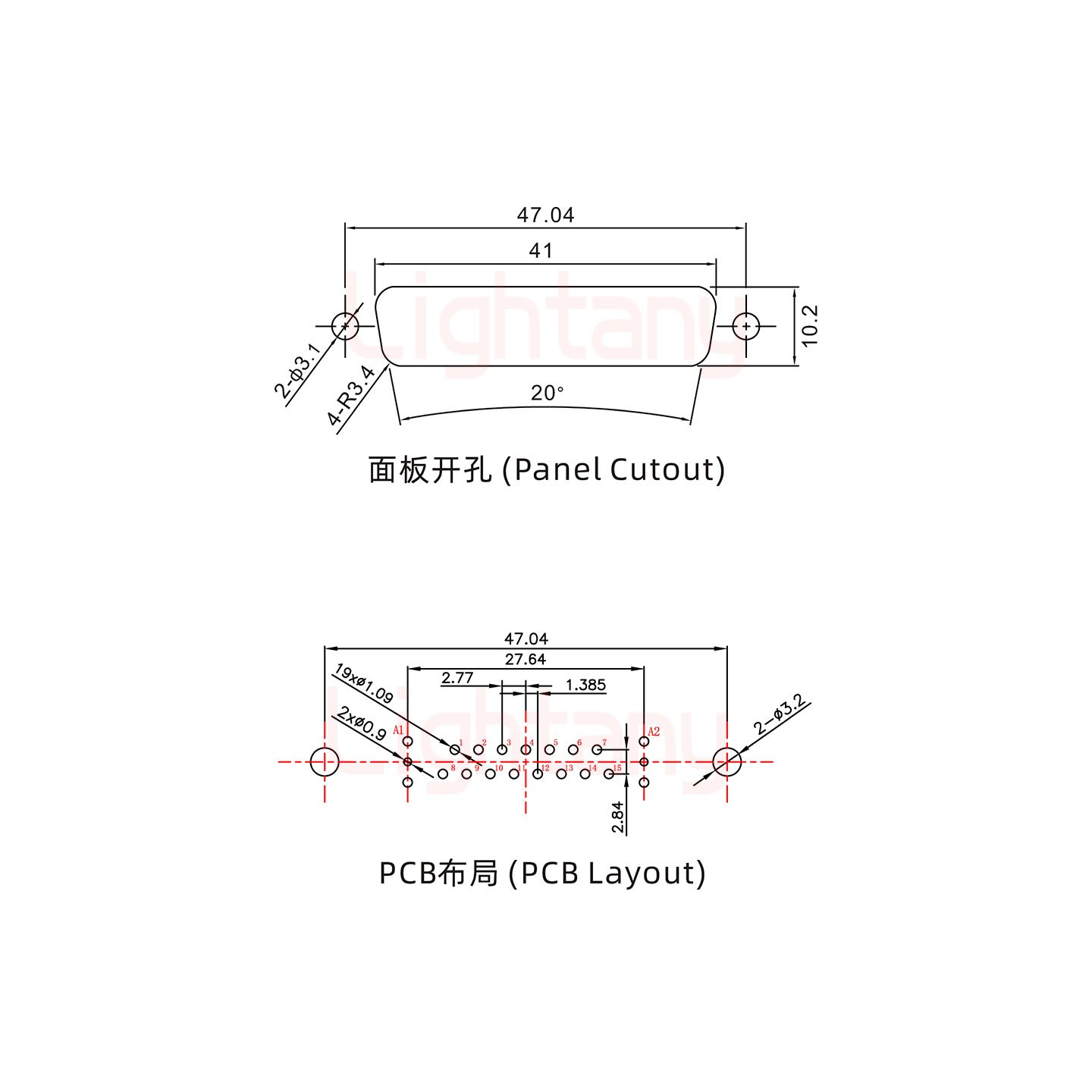 17W2公PCB直插板/鉚魚叉7.0/射頻同軸50歐姆