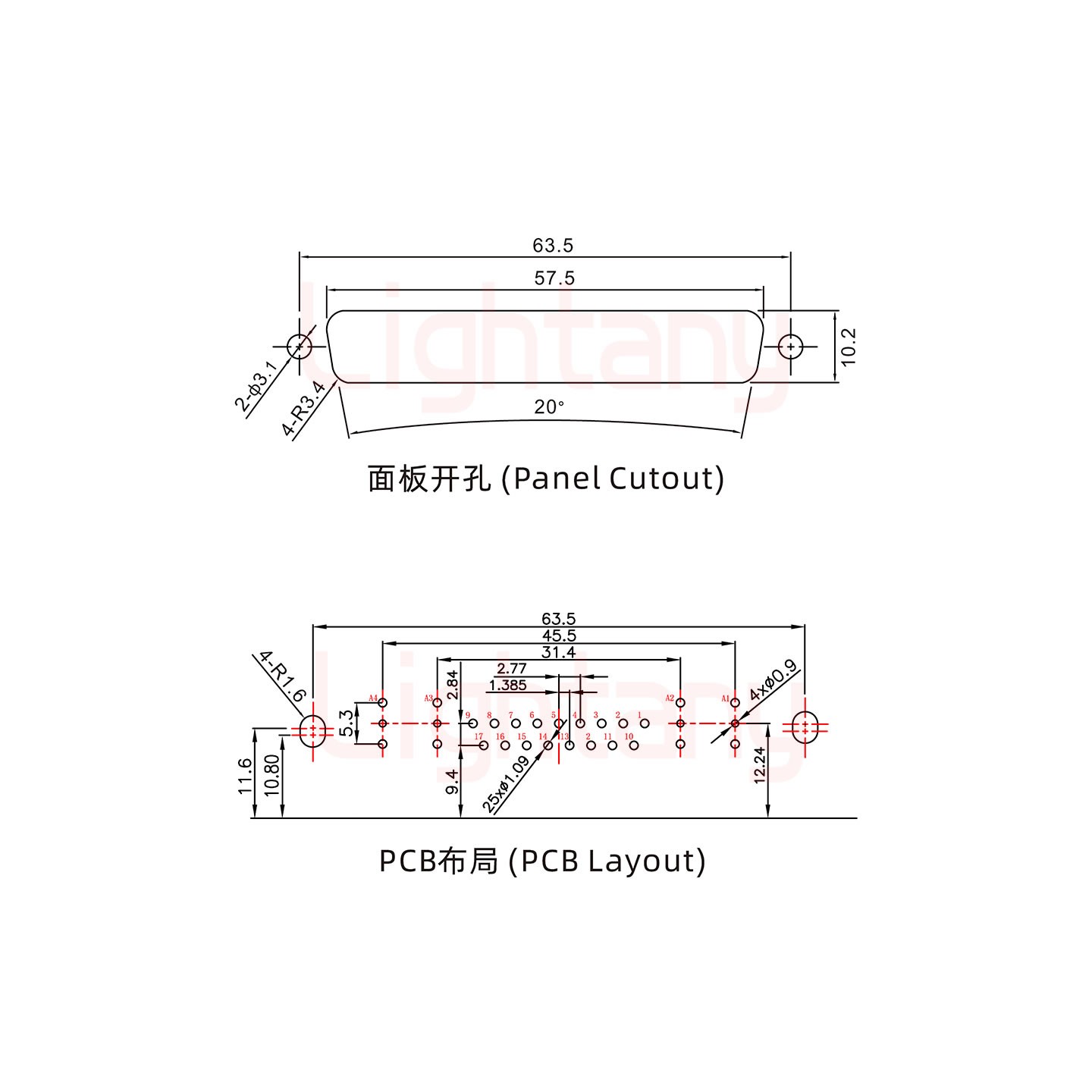 21W4母PCB彎插板/鉚支架10.8/射頻同軸50歐姆