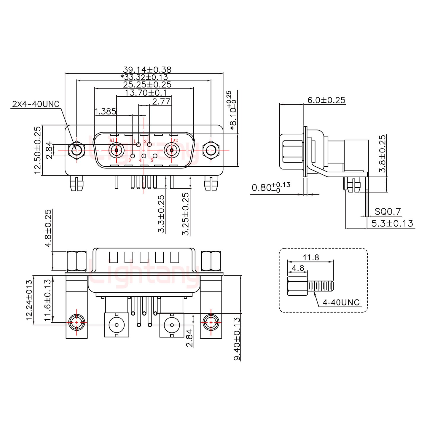 7W2公PCB彎插板/鉚支架11.6/射頻同軸75歐姆