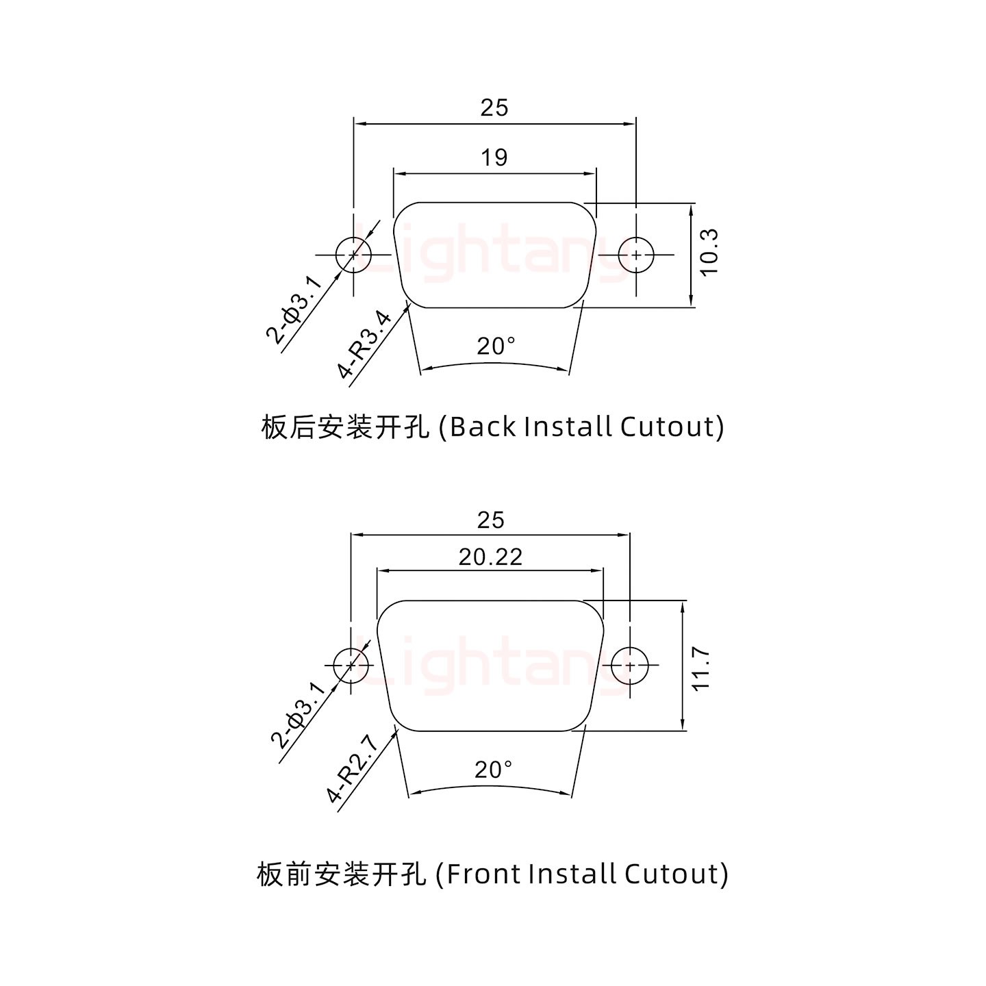 1W1母短體焊線/光孔/大電流10A