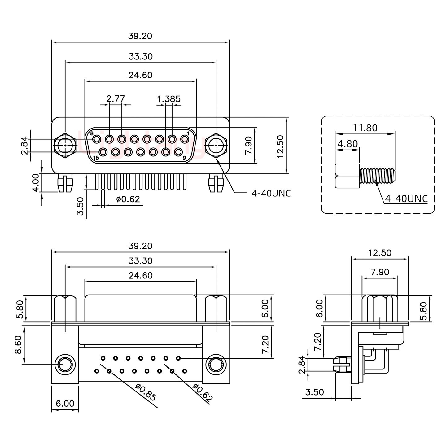 DR15 母 彎插板7.2 金屬支架8.6 鎖螺絲 車(chē)針