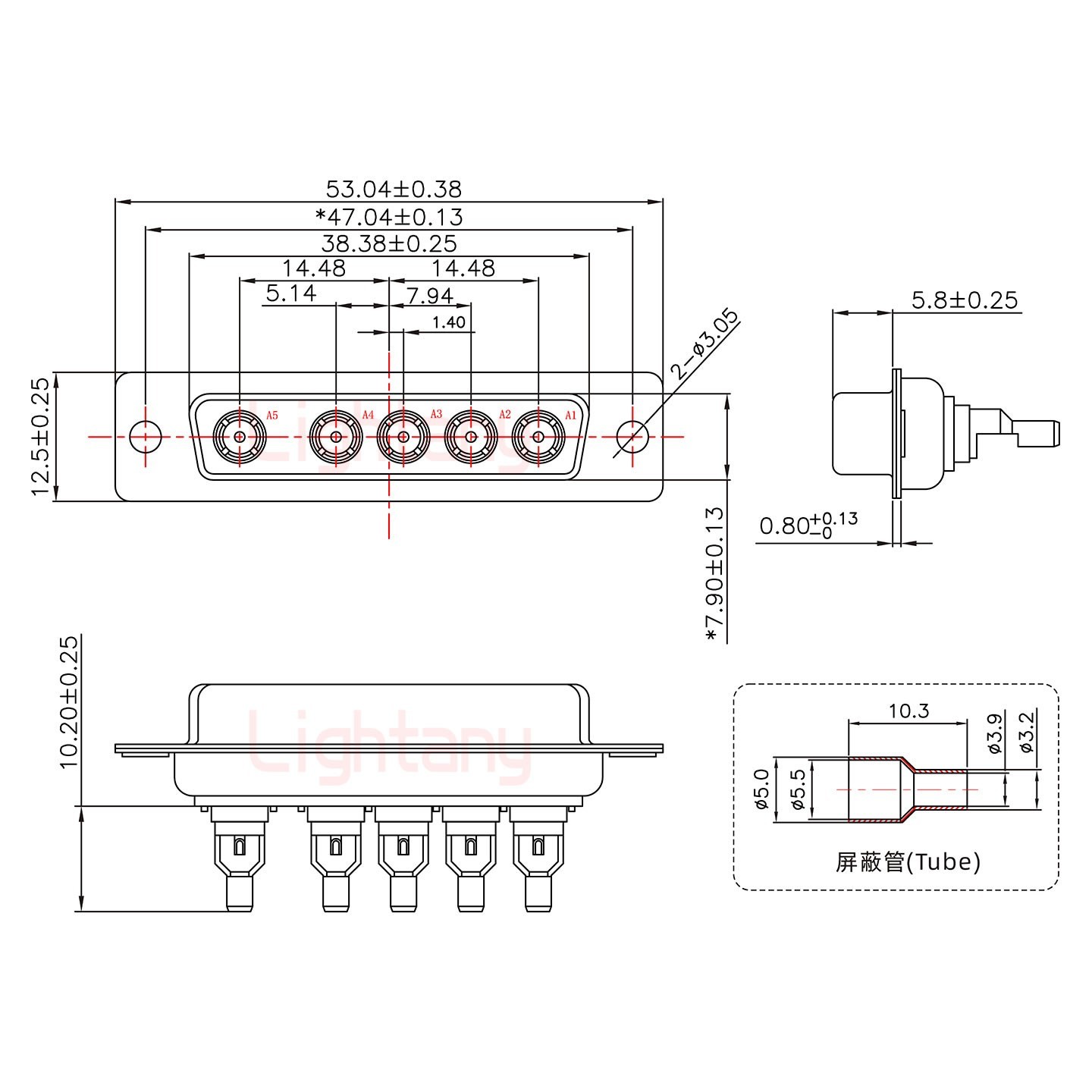 5W5母頭焊線+防水接頭/線徑5~11mm/射頻同軸75歐姆