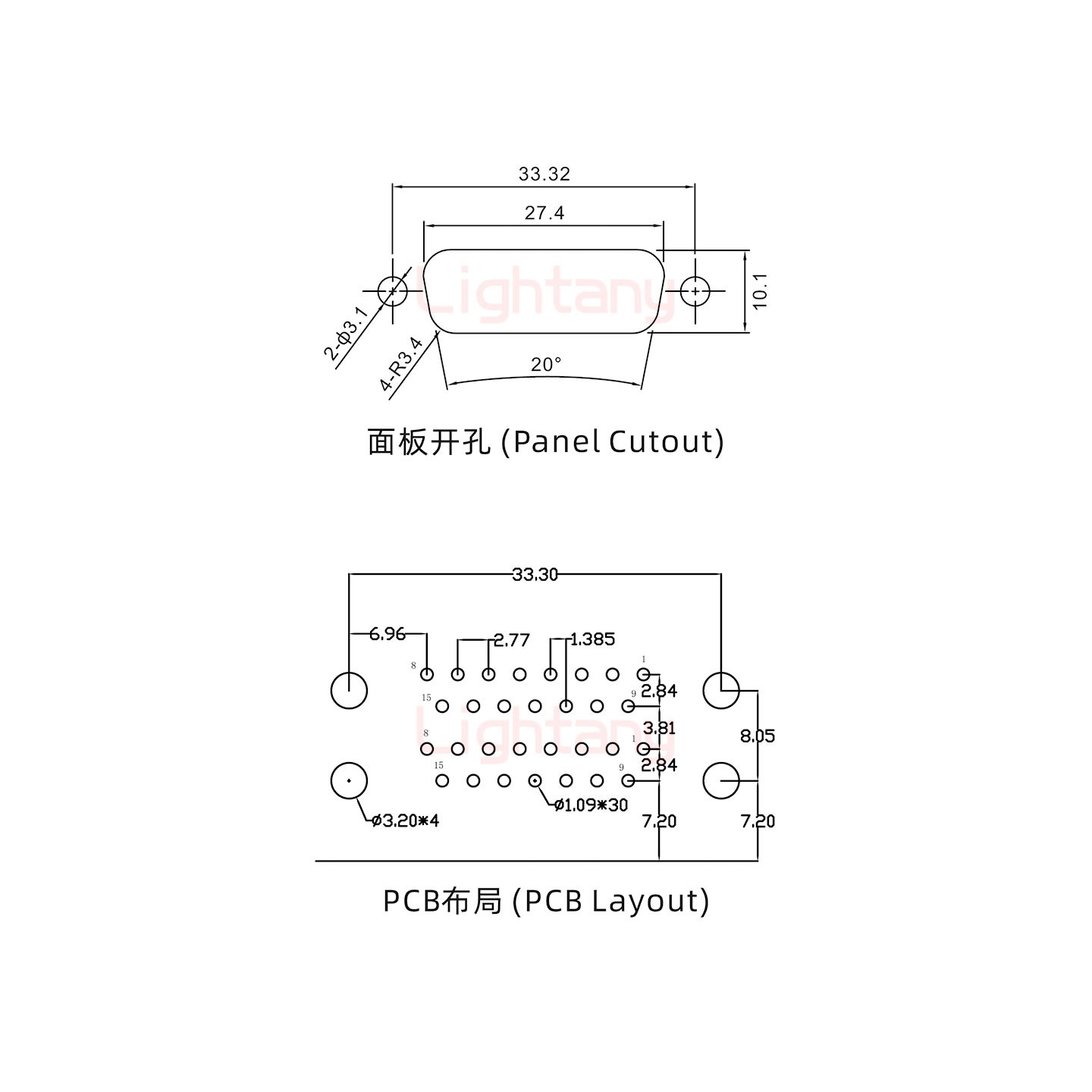 DR15 母對(duì)母 間距19.05車(chē)針雙胞胎 D-SUB連接器