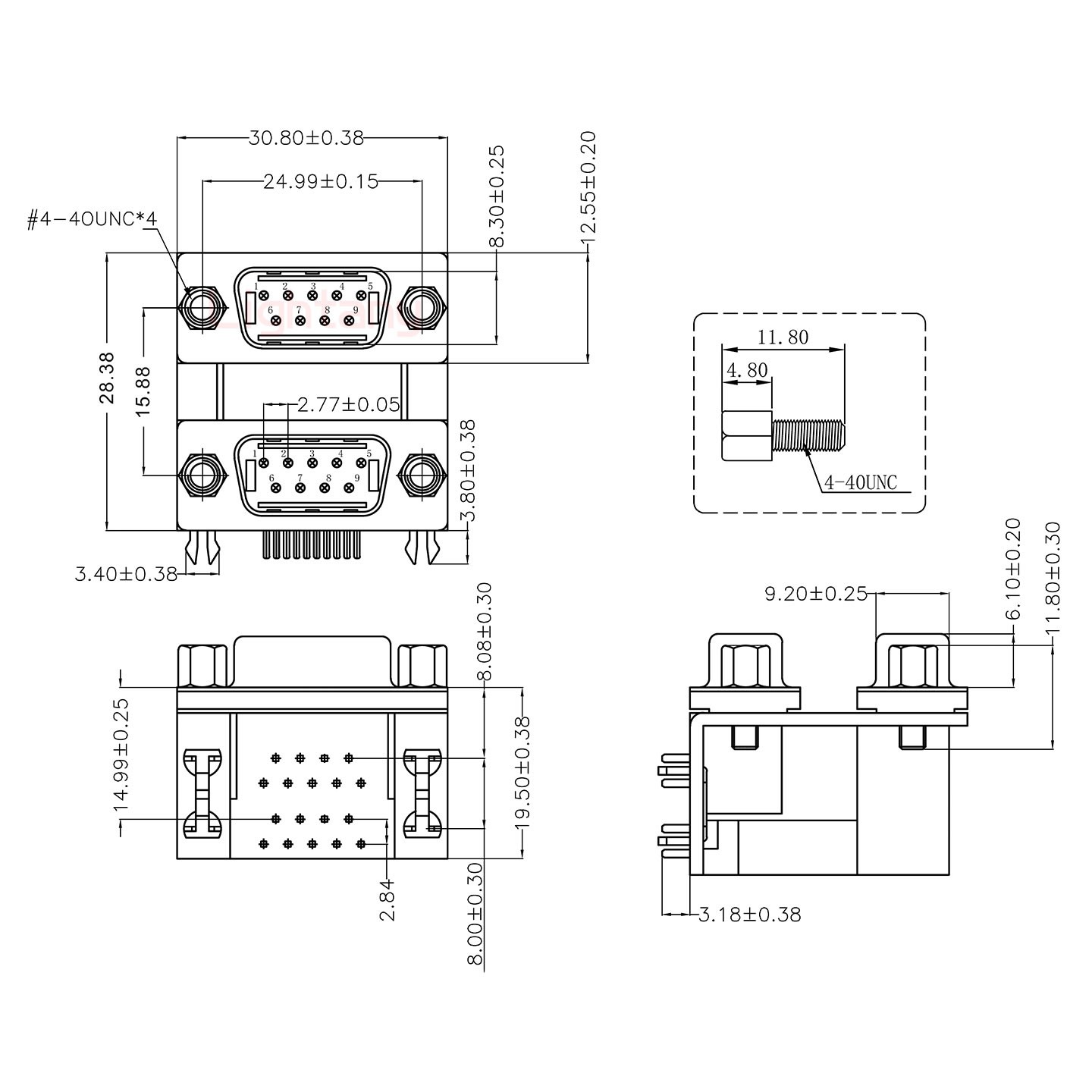 DR9公對(duì)公 間距15.88 雙胞胎沖針 D-SUB連接器