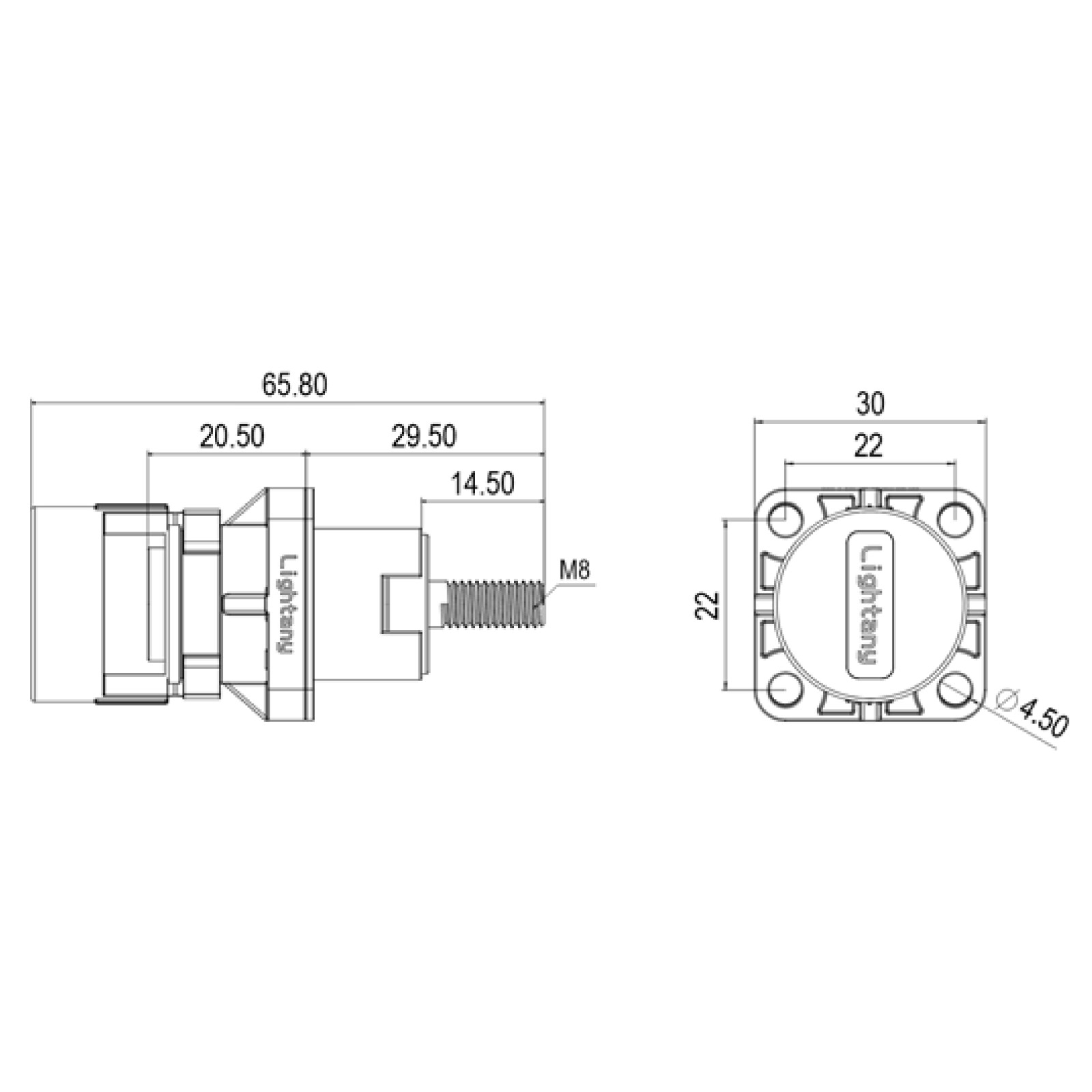 LTC2540SO-M1BL外螺紋穿墻插座 250/300/350/400A 黑色