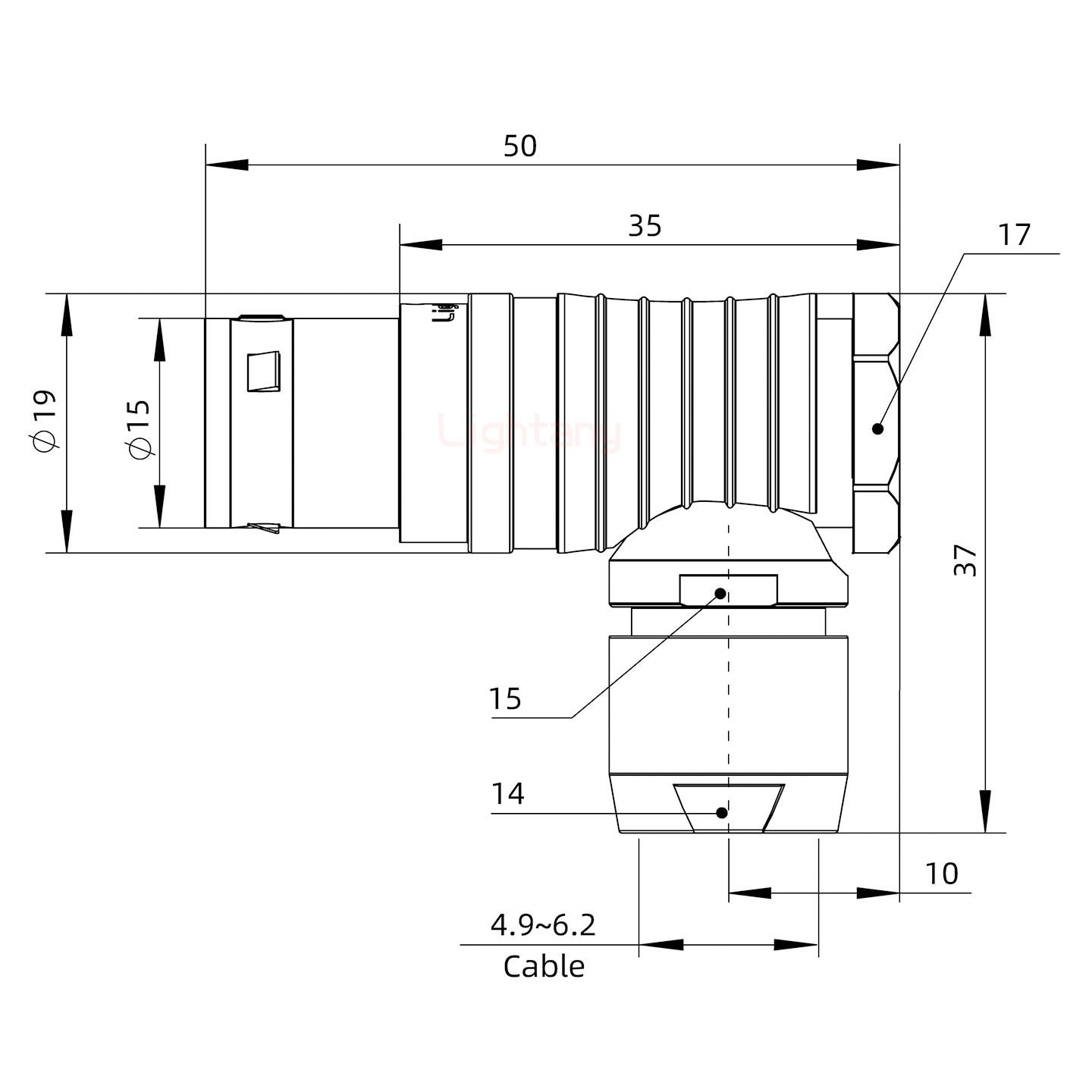 FHG.3B.022.CLAD62彎式插頭