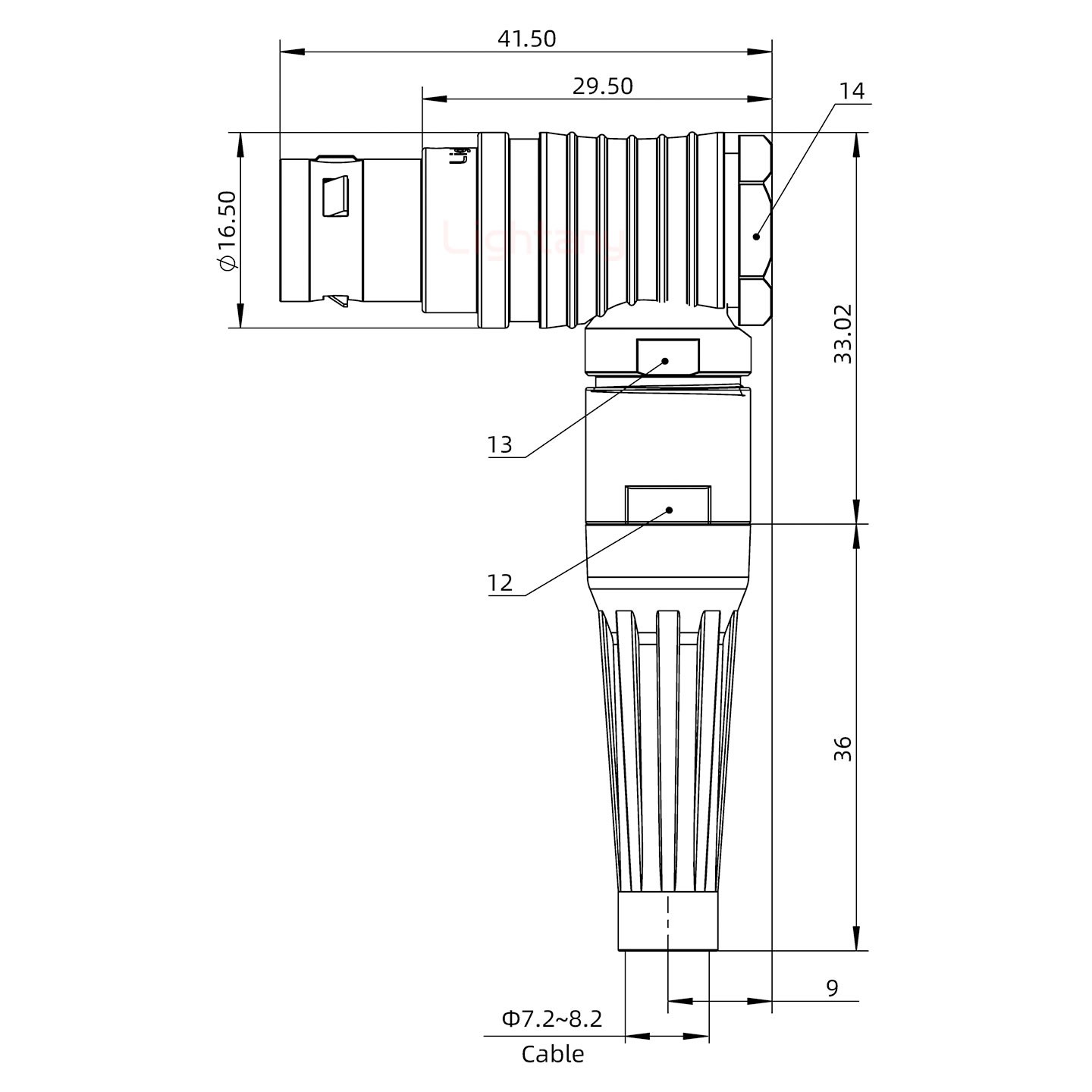 FHG.2B.004.CLAD82Z推拉自鎖帶護(hù)套彎式插頭