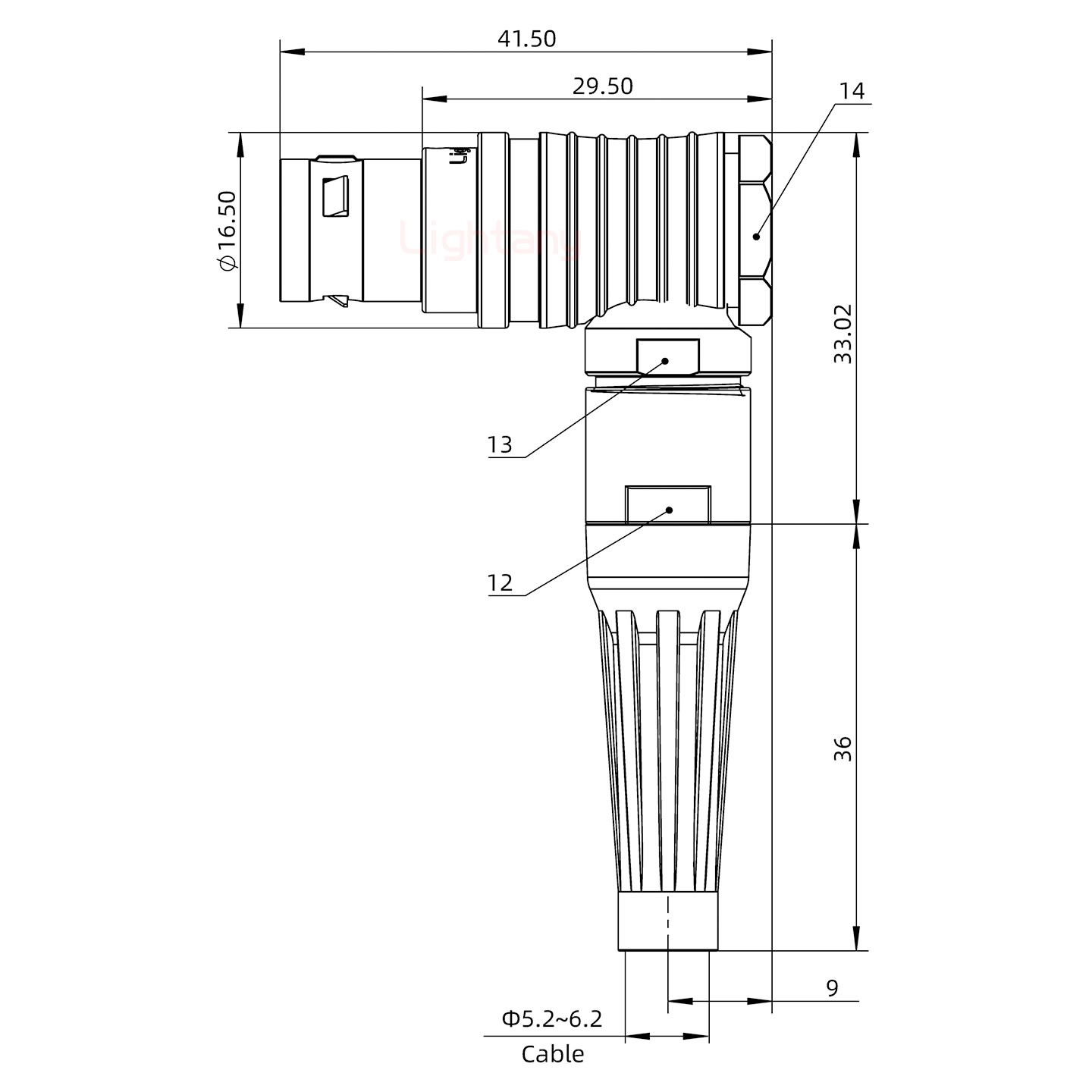 FHG.2B.032.CLAD62Z推拉自鎖帶護(hù)套彎式插頭