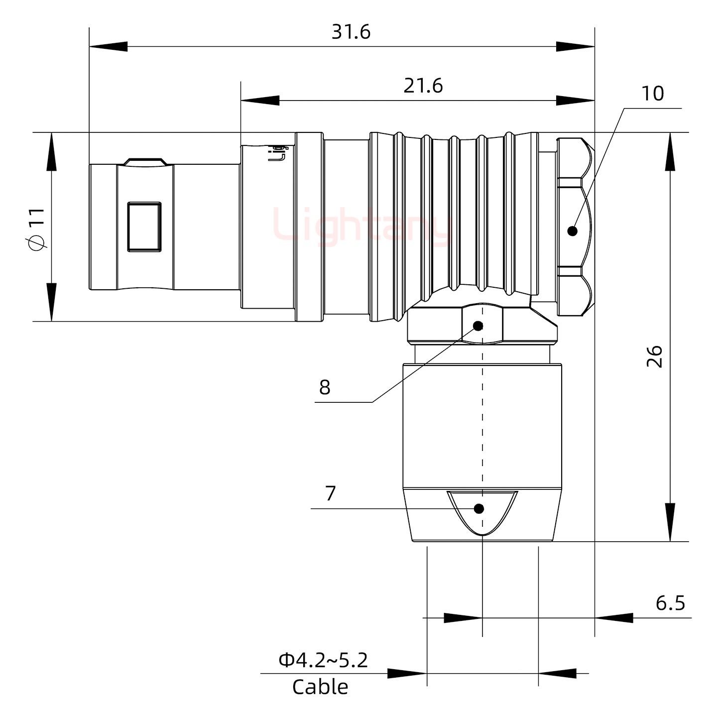 FHG.0B.005.CLAD52推拉自鎖彎式插頭