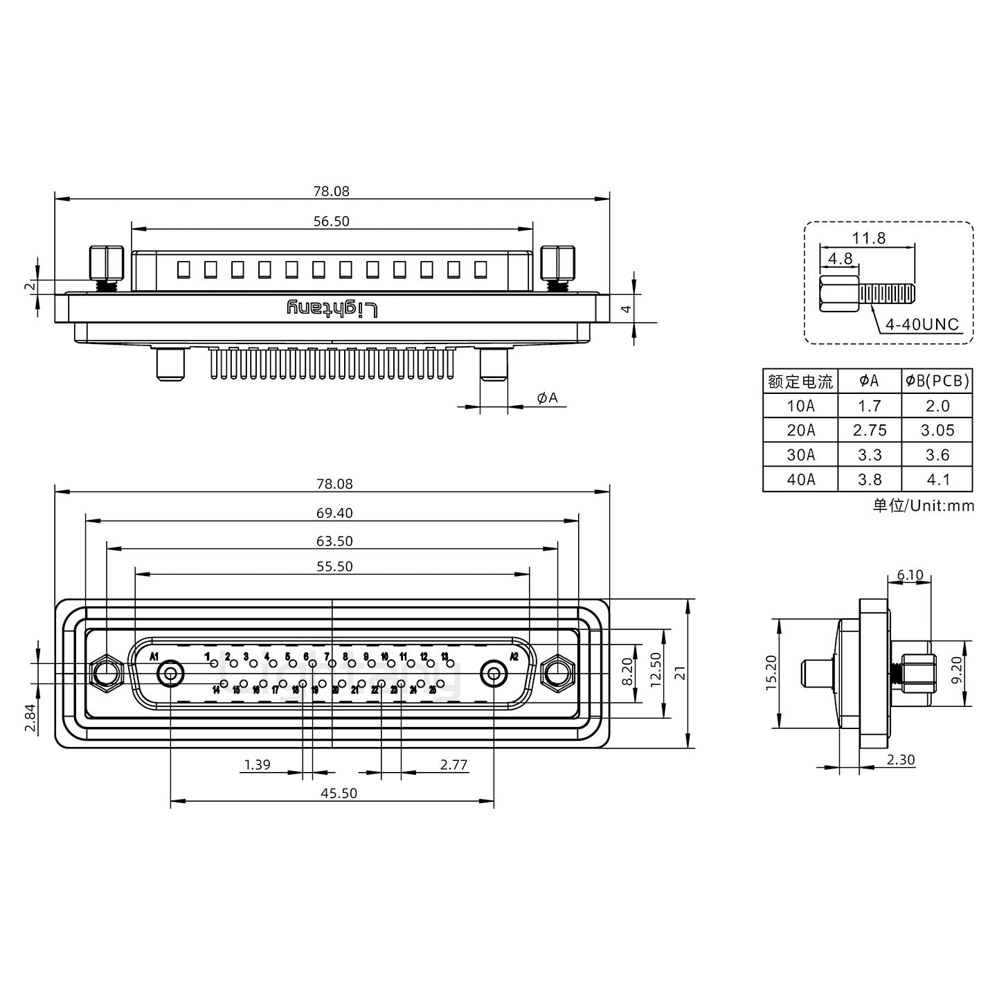 防水27W2公直插板/鎖螺絲/大電流40A