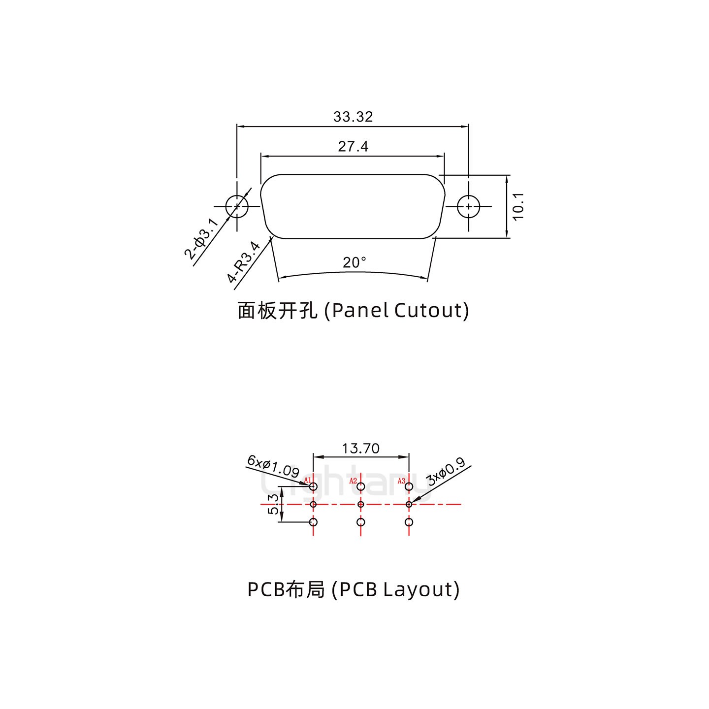 防水3V3公直插板/鎖螺絲/射頻同軸50歐姆