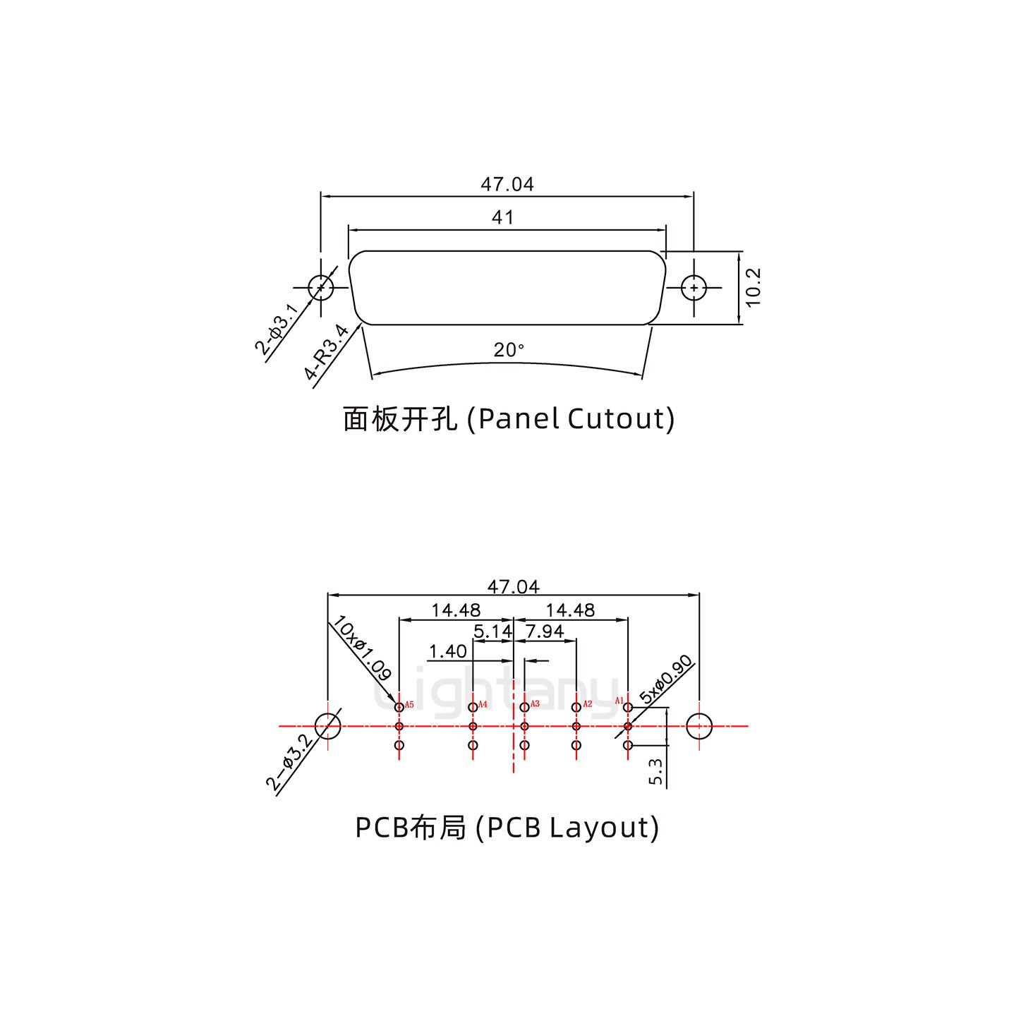 防水5W5母直插板/鉚魚(yú)叉/鎖螺絲/射頻同軸50歐姆