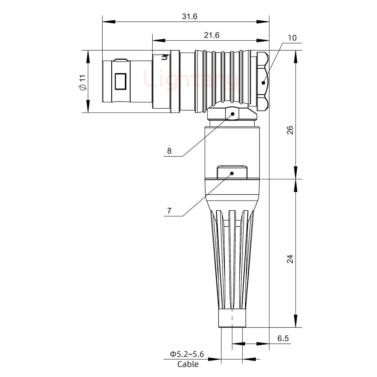 FHG.0B.006.CLAD56Z帶護套彎式插頭