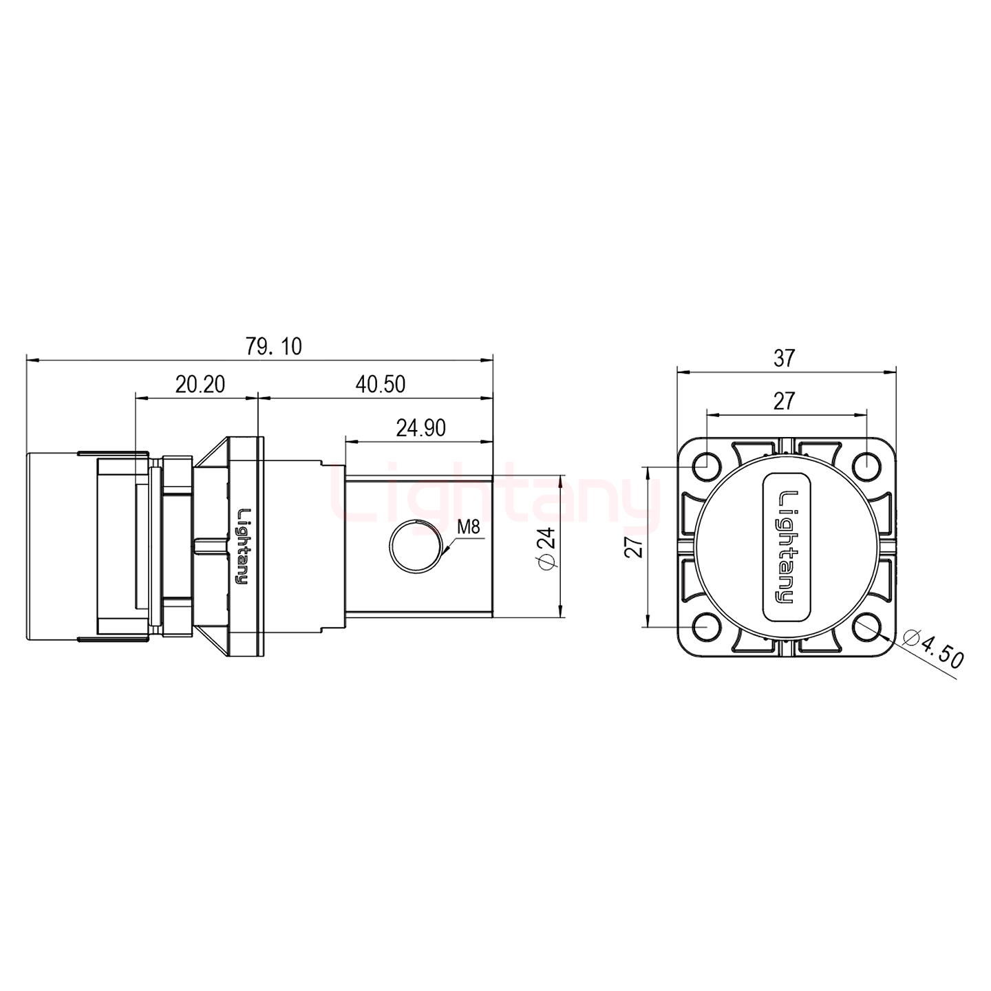 LTC2540BS-M1YL銅排螺紋穿墻插座 250/300/350/400A 橘黃