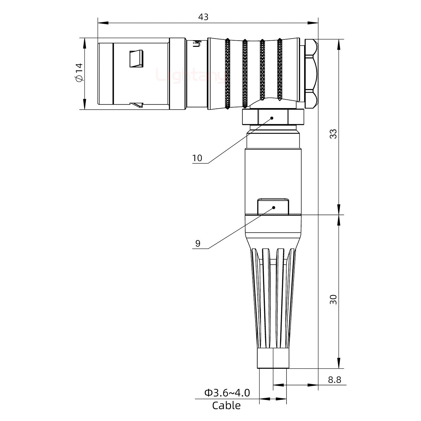 FHG.1K.006.CLAC40Z推拉自鎖帶護(hù)套彎式插頭